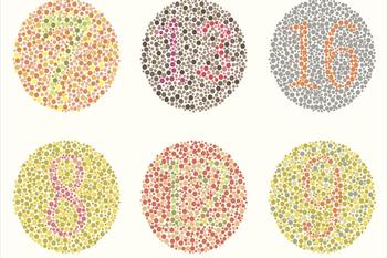 Numbers hidden in patterns - an eye test for color blindness